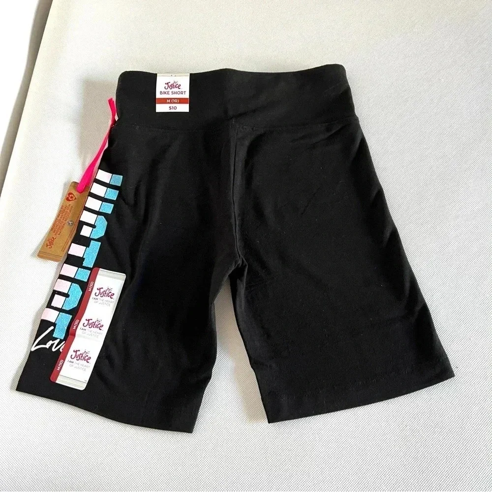 Justice Girls Graphic Bike Shorts Size Medium (10) Color Black Glitter Graphic